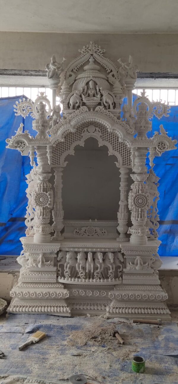 White Sangemarmar Marble Pooja Mandir for Home