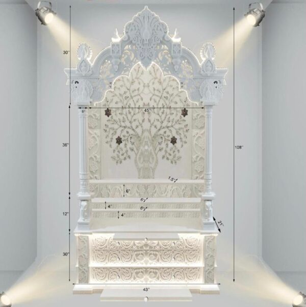 Indoor White Marble Inlay Temple for Home